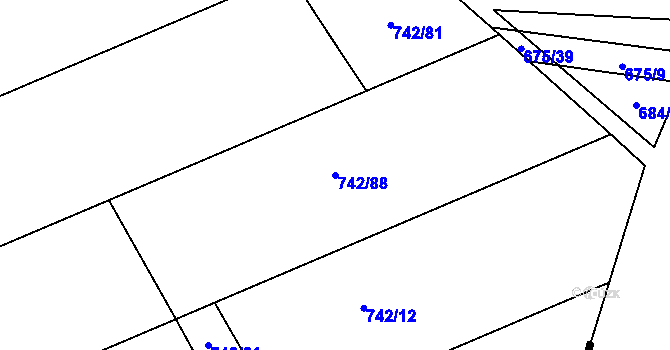 Parcela st. 742/88 v KÚ Mochov, Katastrální mapa