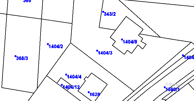 Parcela st. 1404/3 v KÚ Mochov, Katastrální mapa