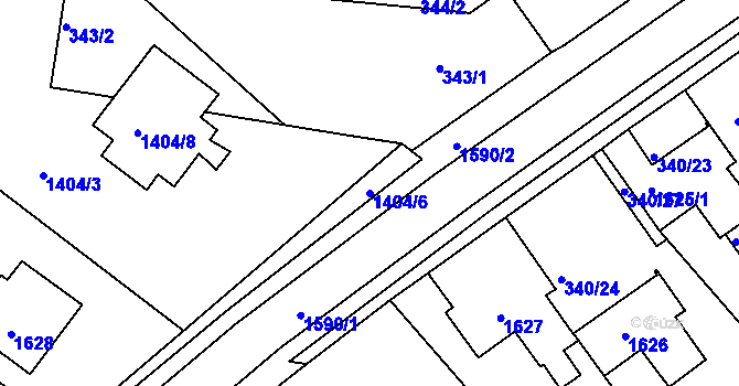 Parcela st. 1404/6 v KÚ Mochov, Katastrální mapa