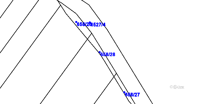 Parcela st. 658/28 v KÚ Mochov, Katastrální mapa