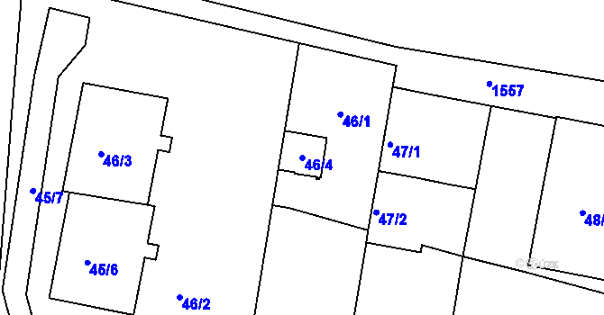 Parcela st. 46/4 v KÚ Mochov, Katastrální mapa