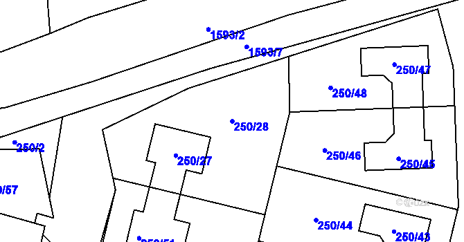 Parcela st. 250/28 v KÚ Mochov, Katastrální mapa