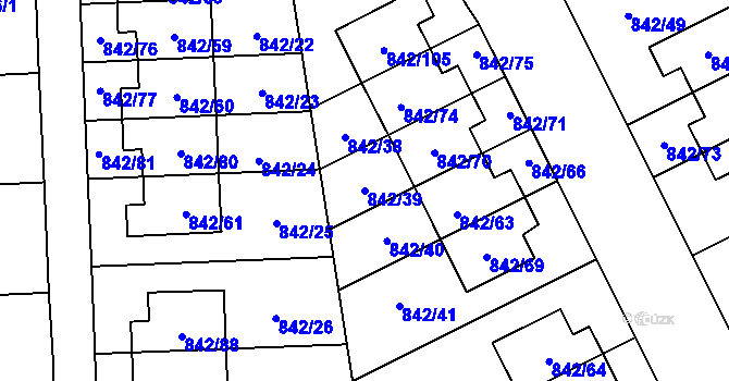 Parcela st. 842/39 v KÚ Mochov, Katastrální mapa