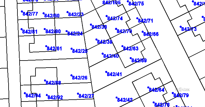 Parcela st. 842/40 v KÚ Mochov, Katastrální mapa