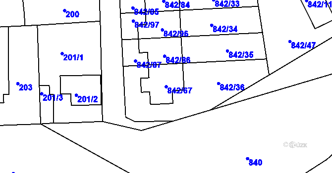 Parcela st. 842/67 v KÚ Mochov, Katastrální mapa