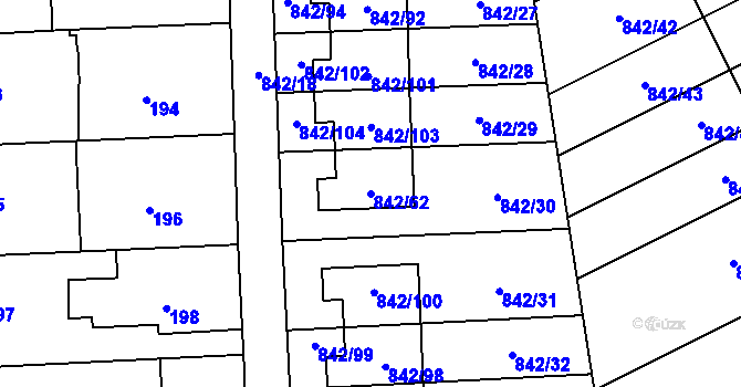 Parcela st. 842/62 v KÚ Mochov, Katastrální mapa