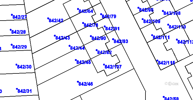 Parcela st. 842/82 v KÚ Mochov, Katastrální mapa