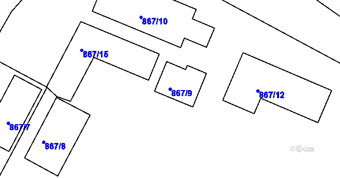 Parcela st. 867/9 v KÚ Mochov, Katastrální mapa