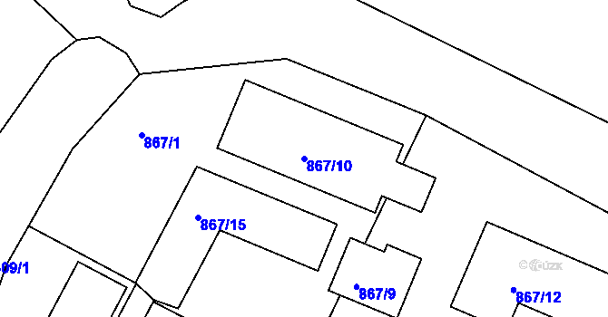 Parcela st. 867/10 v KÚ Mochov, Katastrální mapa
