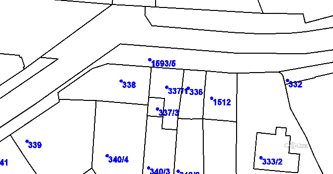 Parcela st. 337/1 v KÚ Mochov, Katastrální mapa