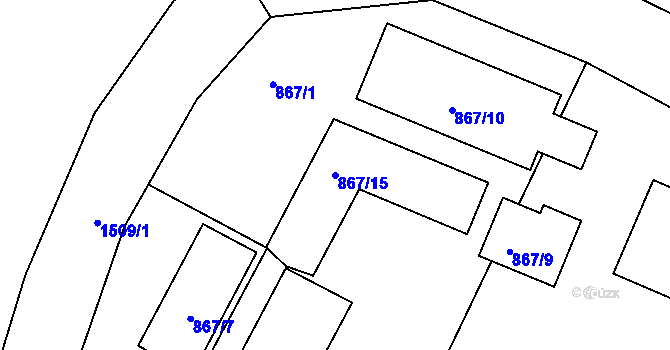 Parcela st. 867/15 v KÚ Mochov, Katastrální mapa