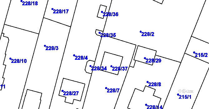 Parcela st. 228/30 v KÚ Mochov, Katastrální mapa