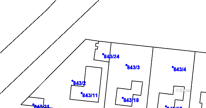 Parcela st. 843/24 v KÚ Mochov, Katastrální mapa