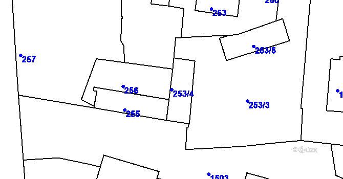 Parcela st. 253/4 v KÚ Mochov, Katastrální mapa