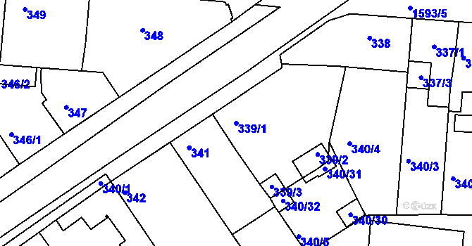 Parcela st. 339/1 v KÚ Mochov, Katastrální mapa
