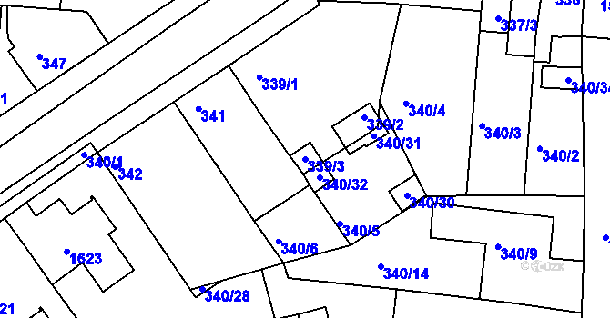 Parcela st. 339/3 v KÚ Mochov, Katastrální mapa