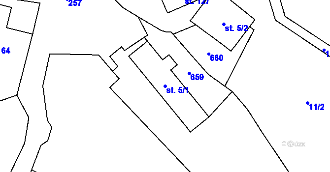 Parcela st. 5/1 v KÚ Hoštice u Mochtína, Katastrální mapa