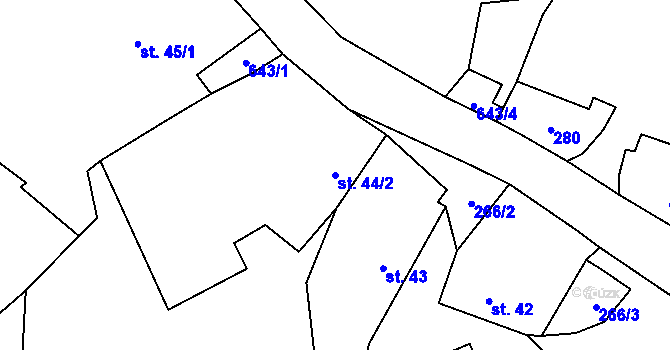 Parcela st. 44/2 v KÚ Hoštice u Mochtína, Katastrální mapa