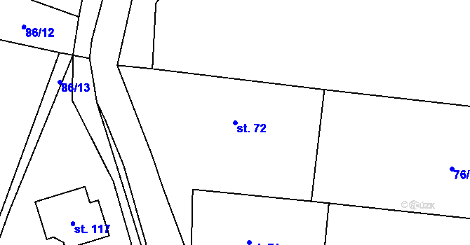 Parcela st. 72 v KÚ Hoštice u Mochtína, Katastrální mapa