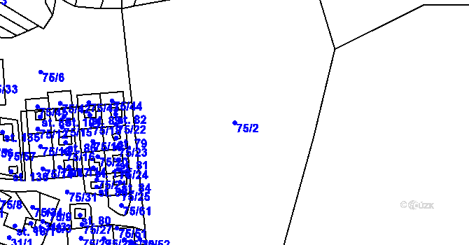 Parcela st. 75/2 v KÚ Hoštice u Mochtína, Katastrální mapa