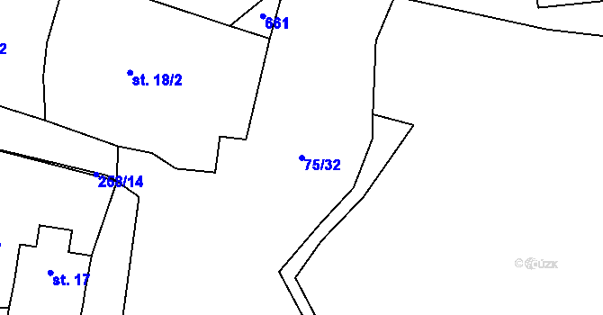 Parcela st. 75/32 v KÚ Hoštice u Mochtína, Katastrální mapa