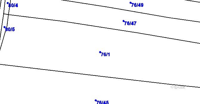 Parcela st. 76/1 v KÚ Hoštice u Mochtína, Katastrální mapa