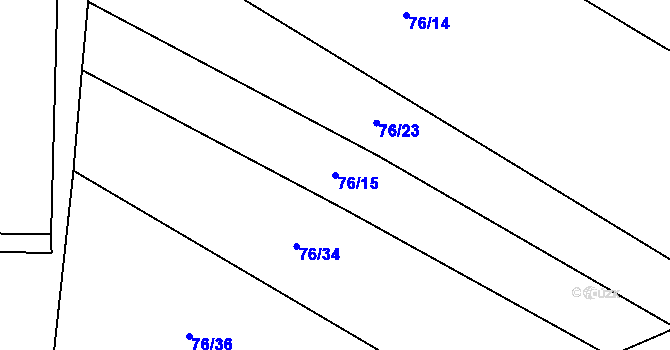Parcela st. 76/15 v KÚ Hoštice u Mochtína, Katastrální mapa