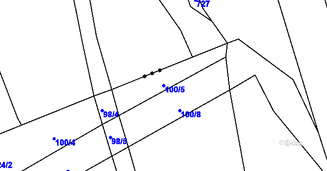 Parcela st. 100/5 v KÚ Hoštice u Mochtína, Katastrální mapa