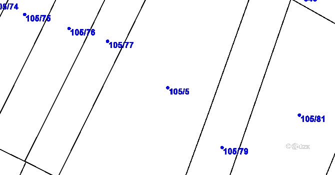 Parcela st. 105/5 v KÚ Hoštice u Mochtína, Katastrální mapa