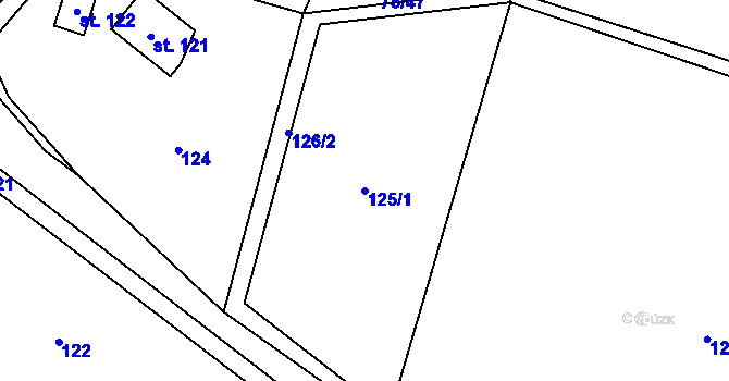 Parcela st. 125/1 v KÚ Hoštice u Mochtína, Katastrální mapa