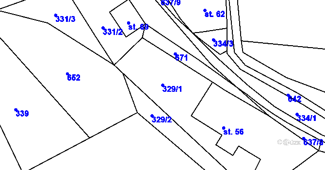 Parcela st. 329/1 v KÚ Hoštice u Mochtína, Katastrální mapa