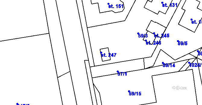 Parcela st. 247 v KÚ Mochtín, Katastrální mapa