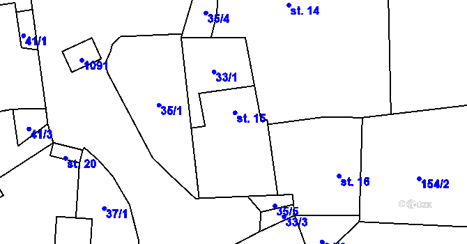 Parcela st. 15 v KÚ Mochtín, Katastrální mapa