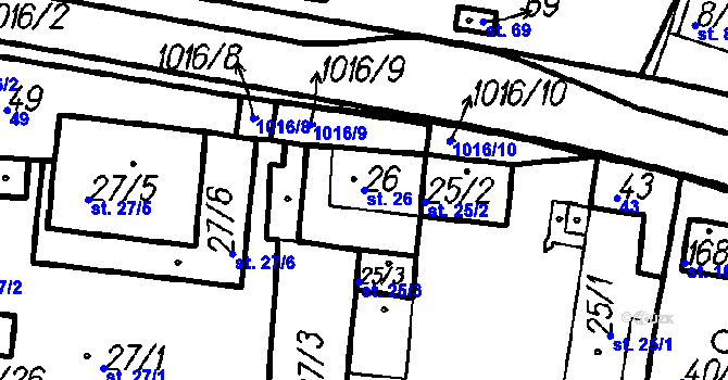 Parcela st. 26 v KÚ Mochtín, Katastrální mapa