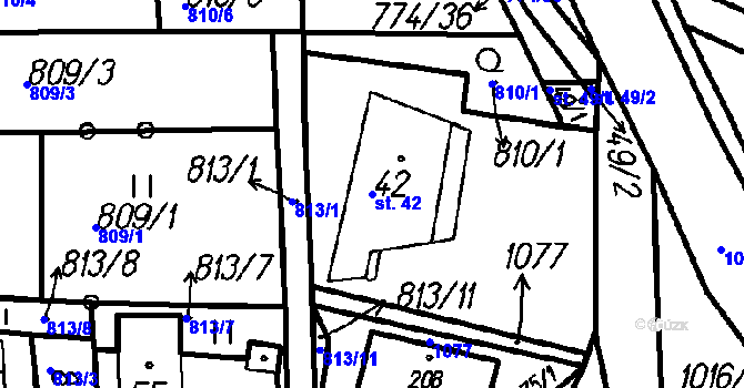 Parcela st. 42 v KÚ Mochtín, Katastrální mapa