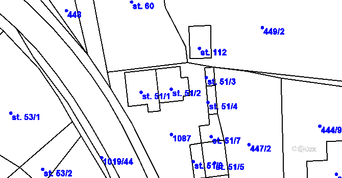 Parcela st. 51/2 v KÚ Mochtín, Katastrální mapa