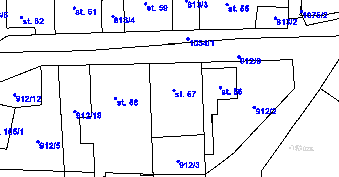 Parcela st. 57 v KÚ Mochtín, Katastrální mapa