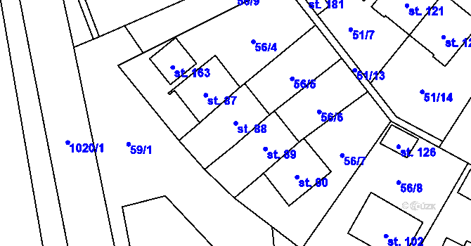 Parcela st. 88 v KÚ Mochtín, Katastrální mapa