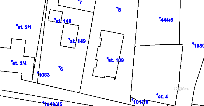 Parcela st. 108 v KÚ Mochtín, Katastrální mapa