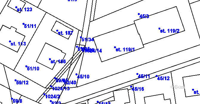 Parcela st. 119/1 v KÚ Mochtín, Katastrální mapa