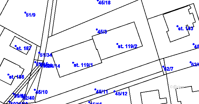 Parcela st. 119/2 v KÚ Mochtín, Katastrální mapa