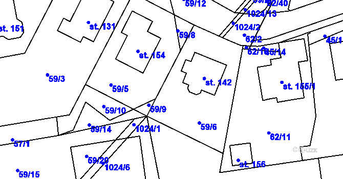 Parcela st. 142 v KÚ Mochtín, Katastrální mapa