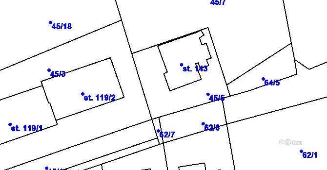 Parcela st. 143 v KÚ Mochtín, Katastrální mapa
