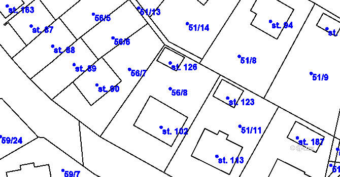 Parcela st. 56/8 v KÚ Mochtín, Katastrální mapa