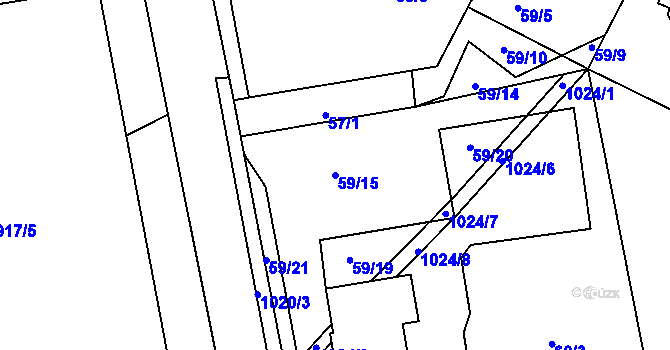 Parcela st. 59/15 v KÚ Mochtín, Katastrální mapa