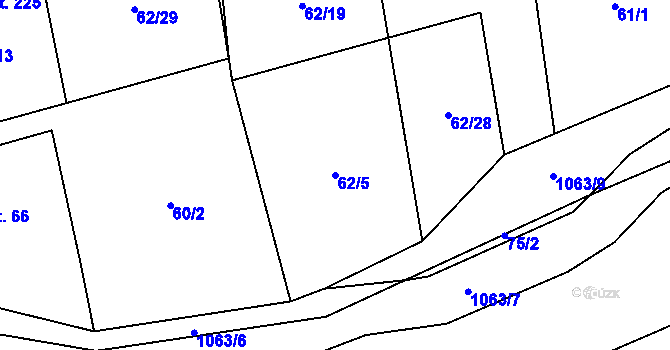 Parcela st. 62/5 v KÚ Mochtín, Katastrální mapa