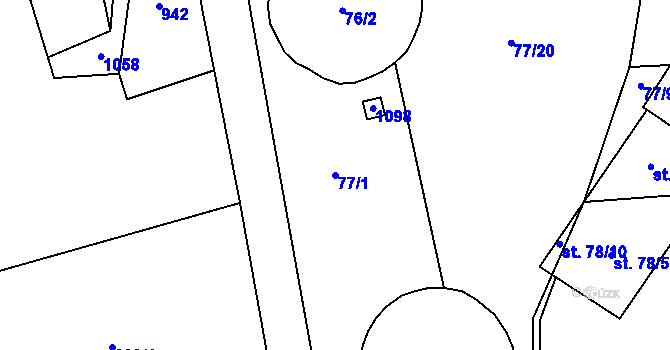Parcela st. 77/1 v KÚ Mochtín, Katastrální mapa
