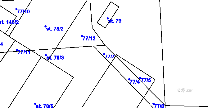 Parcela st. 77/7 v KÚ Mochtín, Katastrální mapa