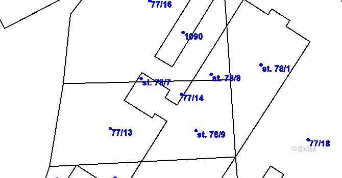 Parcela st. 77/14 v KÚ Mochtín, Katastrální mapa