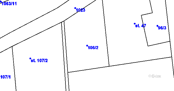 Parcela st. 106/2 v KÚ Mochtín, Katastrální mapa